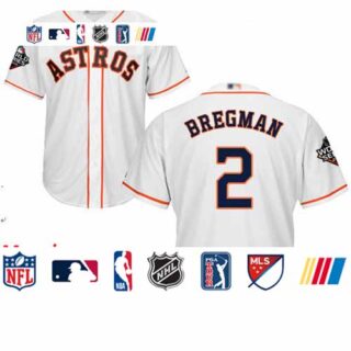 Astros #2 Alex Bregman White New Cool Base 2019 World Series Bound Stitched Baseball Jersey
