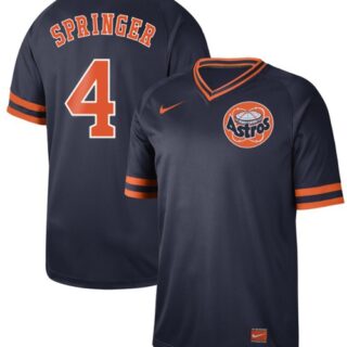 Astros #4 George Springer Navy Authentic Cooperstown Collection Stitched Baseball Jersey