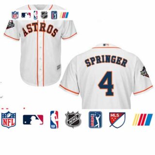 Astros #4 George Springer White New Cool Base 2019 World Series Bound Stitched Baseball Jersey