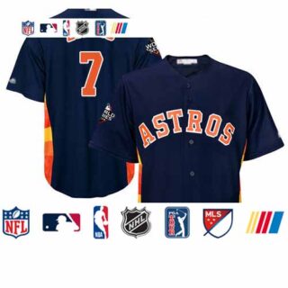 Astros #7 Craig Biggio Navy Blue New Cool Base 2019 World Series Bound Stitched Baseball Jersey