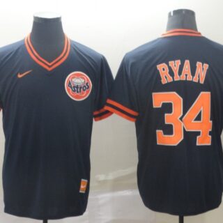 Astros 34 Nolan Ryan Navy Throwback Jersey