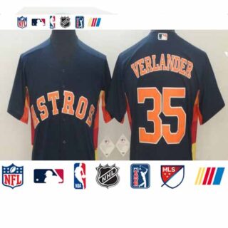 Astros 35 Justin Verlander Navy Cool Base Jersey