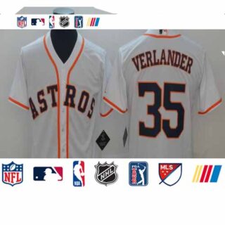 Astros 35 Justin Verlander White Cool Base Jersey