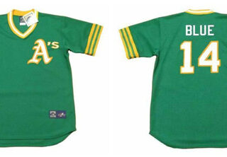 Athletics 14 Vida Blue Green 1973'S Throwback Cool Base Jersey