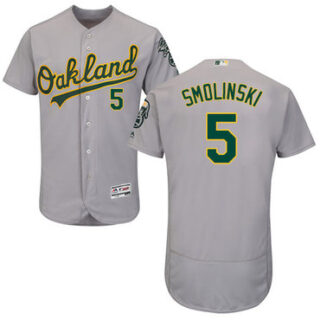 Athletics #5 Jake Smolinski Grey Flexbase Authentic Collection Stitched Baseball Jersey