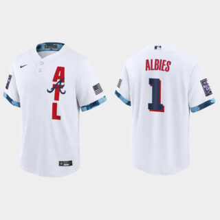 Atlanta Braves #1 Ozzie Albies 2021 Mlb All Star Game Fan's Version White Jersey