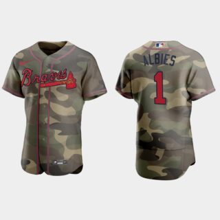 Atlanta Braves #1 Ozzie Albies Men's Nike 2021 Armed Forces Day Authentic MLB Jersey -Camo