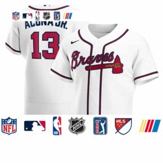 Atlanta Braves #13 Ronald Acuna Jr. Men's Nike White Home 2020 Authentic Player MLB Jersey