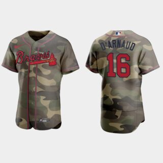 Atlanta Braves #16 Travis D'Arnaud Men's Nike 2021 Armed Forces Day Authentic MLB Jersey -Camo