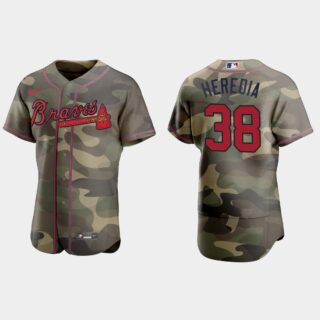 Atlanta Braves #38 Guillermo Heredia Men's Nike 2021 Armed Forces Day Authentic MLB Jersey -Camo