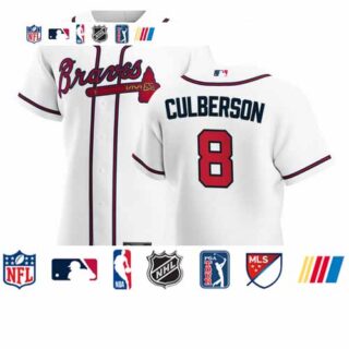 Atlanta Braves #8 Charlie Culberson Men's Nike White Home 2020 Authentic Player MLB Jersey