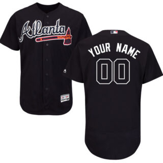 Atlanta Braves Navy Men's Customized Flexbase Jersey