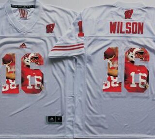 Badgers #16 Russell Wilson White Player Fashion Stitched NCAA Jersey