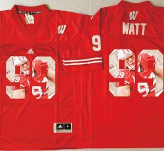 Badgers #99 J.J. Watt Red Player Fashion Stitched NCAA Jersey