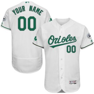 Baltimore Orioles White St. Patrick's Day Men's Flexbase Customized Jersey