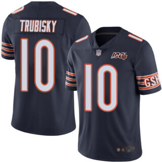 Bears #10 Mitchell Trubisky Navy Blue Team Color Youth Stitched Football 100th Season Vapor Limited Jersey