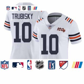 Bears #10 Mitchell Trubisky White Alternate Women's Stitched Football Vapor Untouchable Limited 100th Season Jersey