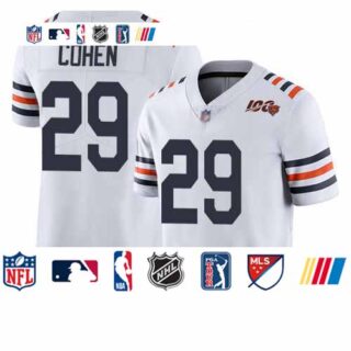 Bears #29 Tarik Cohen White Alternate Men's Stitched Football Vapor Untouchable Limited 100th Season Jersey