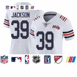 Bears #39 Eddie Jackson White Alternate Women's Stitched Football Vapor Untouchable Limited 100th Season Jersey