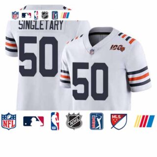 Bears #50 Mike Singletary White Alternate Men's Stitched Football Vapor Untouchable Limited 100th Season Jersey