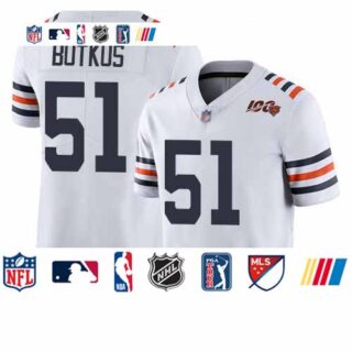 Bears #51 Dick Butkus White Alternate Men's Stitched Football Vapor Untouchable Limited 100th Season Jersey