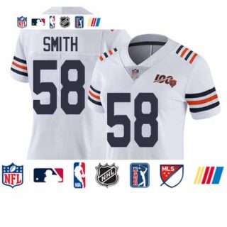 Bears #58 Roquan Smith White Alternate Women's Stitched Football Vapor Untouchable Limited 100th Season Jersey