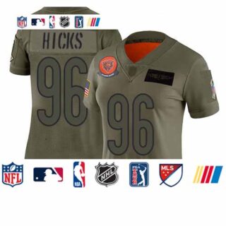 Bears #96 Akiem Hicks Camo Women's Stitched Football Limited 2019 Salute to Service Jersey