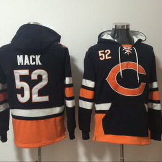 Bears 52 Khalil Mack Navy All Stitched Hooded Sweatshirt