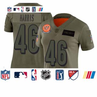 Bengals #46 Clark Harris Camo Women's Stitched Football Limited 2019 Salute to Service Jersey