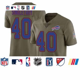 Bills #40 Devin Singletary Olive Men's Stitched Football Limited 2017 Salute To Service Jersey