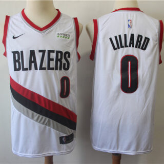 Blazers 0 Damian Lillard White Swingman Jersey