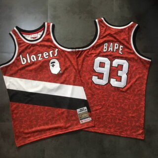 Blazers 93 Bape Red 1983-84 Hardwood Classics Jersey