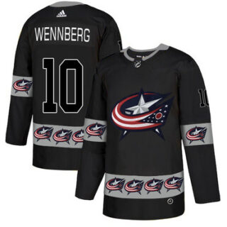 Blue Jackets 10 Alexander Wennberg Black Team Logos Fashion Adidas Jersey