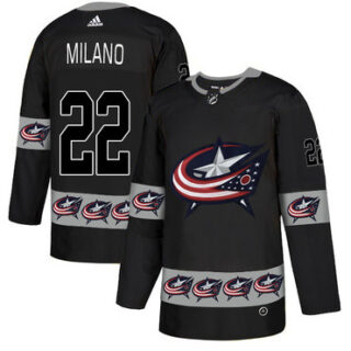 Blue Jackets 22 Sonny Milano Black Team Logos Fashion Adidas Jersey