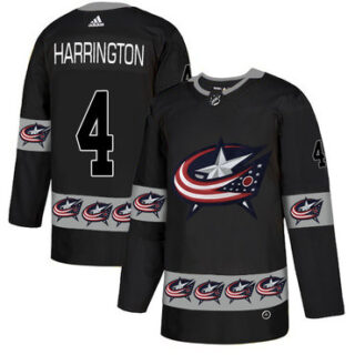 Blue Jackets 4 Scott Harrington Black Team Logos Fashion Adidas Jersey