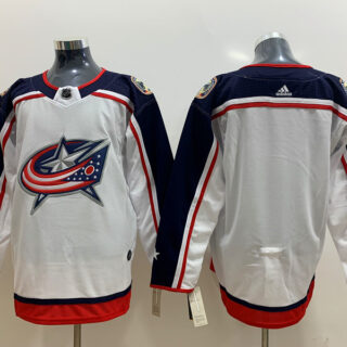 Blue Jackets Blank White Adidas Jersey