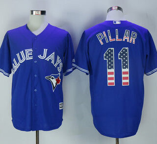 Blue Jays 11 Kevin Pillar Royal USA Flag Cool Base Jersey