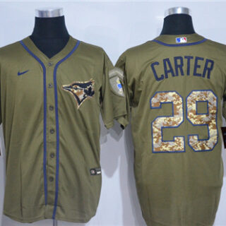 Blue Jays 29 Joe Carter Olive 2020 Nike Cool Base Jersey