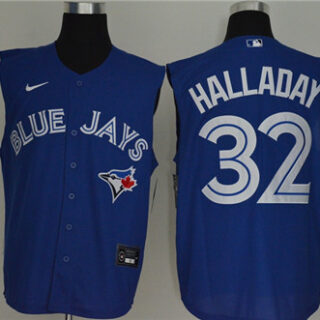 Blue Jays 32 Roy Halladay Royal Nike Cool Base Sleeveless Jersey