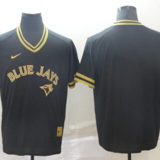 Blue Jays Blank Black Gold Nike Cooperstown Collection Legend V Neck Jersey