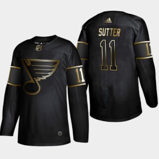 Blues 11 Brian Sutter Black Gold Adidas Jersey