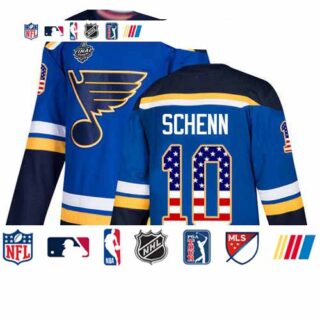 Blues #10 Brayden Schenn Blue Home Authentic USA Flag Stanley Cup Final Bound Stitched Hockey Jersey