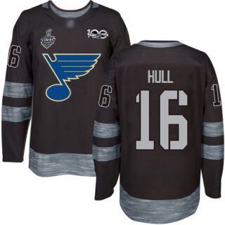 Blues #16 Brett Hull Black 1917-2017 100th Anniversary Stanley Cup Final Bound Stitched Hockey Jersey