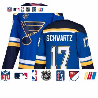 Blues #17 Jaden Schwartz Blue Home Authentic Stanley Cup Final Bound Stitched Hockey Jersey