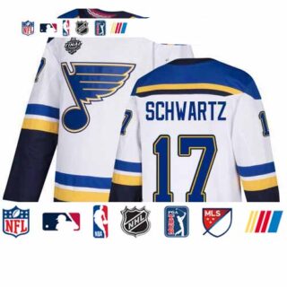 Blues #17 Jaden Schwartz White Road Authentic Stanley Cup Final Bound Stitched Youth Hockey Jersey