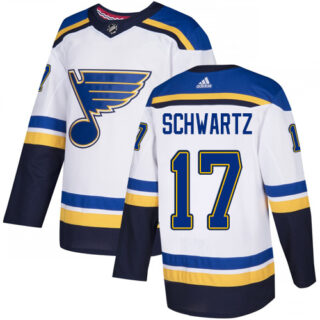 Blues #17 Jaden Schwartz White Road Authentic Stitched Hockey Jersey