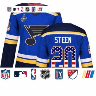 Blues #20 Alexander Steen Blue Home Authentic USA Flag Stanley Cup Final Bound Women's Stitched Hockey Jersey