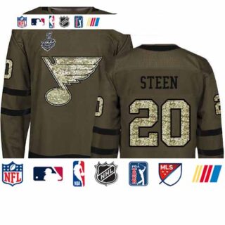 Blues #20 Alexander Steen Green Salute to Service Stanley Cup Final Bound Stitched Youth Hockey Jersey