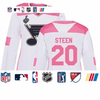Blues #20 Alexander Steen White Pink Authentic Fashion Stanley Cup Final Bound Women's Stitched Hockey Jersey