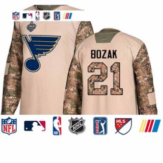 Blues #21 Tyler Bozak Camo Authentic 2017 Veterans Day Stanley Cup Final Bound Stitched Hockey Jersey